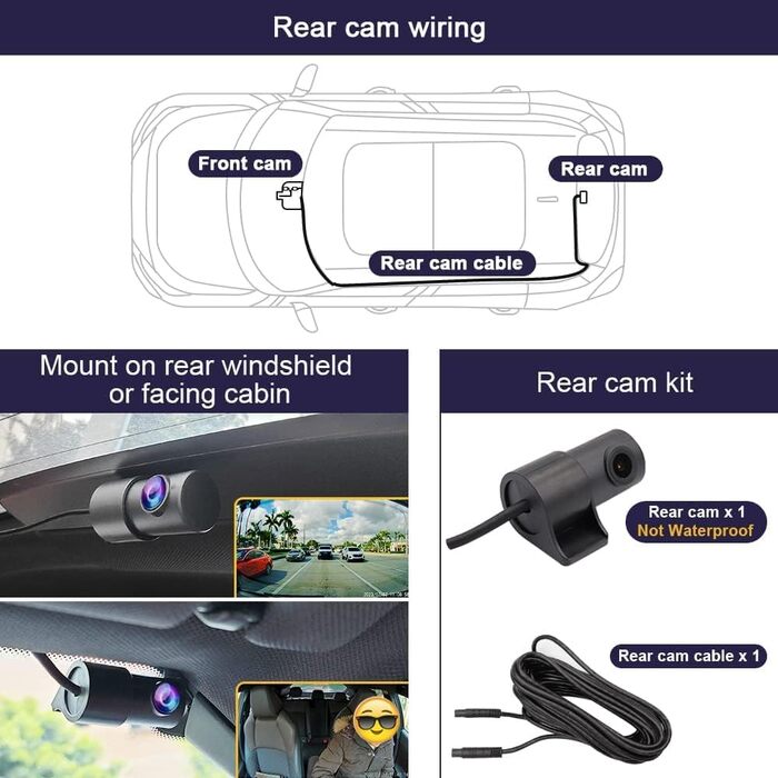 Відеореєстратор FITCAMX для Volvo XC60/S90/V90 (2022-2026) 4K UHD, подвійний (перед/зад), WiFi, G-сенсор, 128GB карта