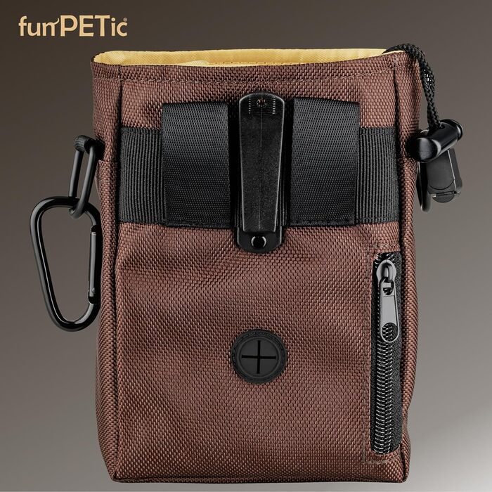 Набір для годування тварин funPETic: сумка для корму з 4 відділеннями, складна миска з силікону, кишеня для ласощів та карабін. Підходить для собак, котів, коней.