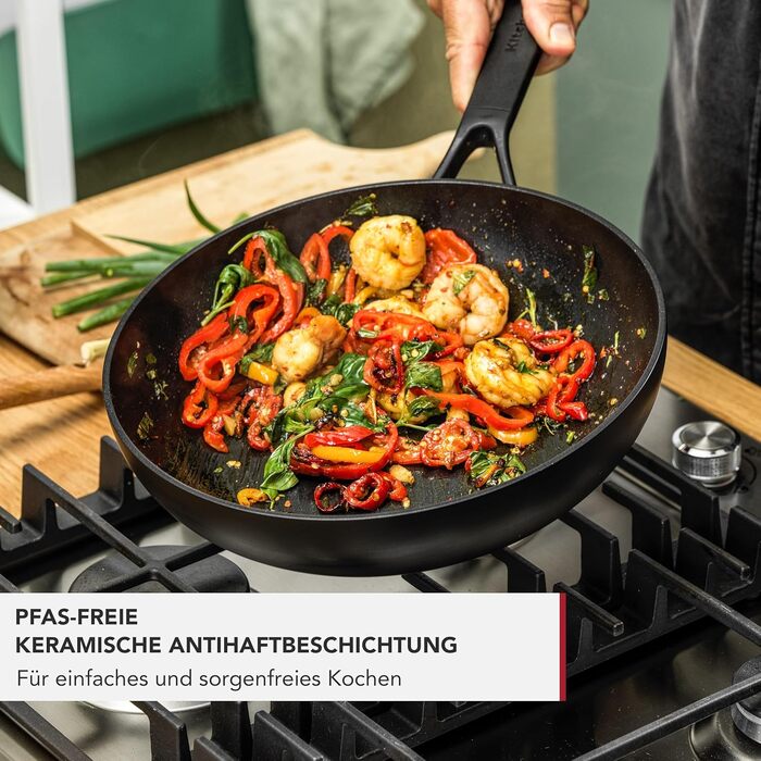 Млинцева пательня KitchenAid Classic Forged 24 см, анодований алюміній, керамічне антипригарне покриття без PFAS, для індукції, духовки та посудомийки, чорна