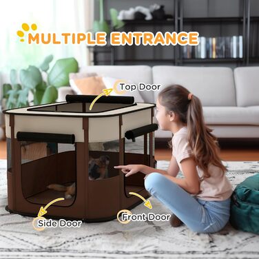 Клітка для собак та котів PawHut M, розкладна, з сумкою для перенесення, 94x74x60 см