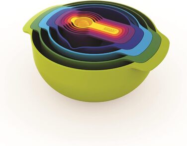 Joseph Joseph Nest 9 Plus – набір для приготування їжі з пластику, 9 предметів, різнокольоровий (сито, миски, мірні ложки)