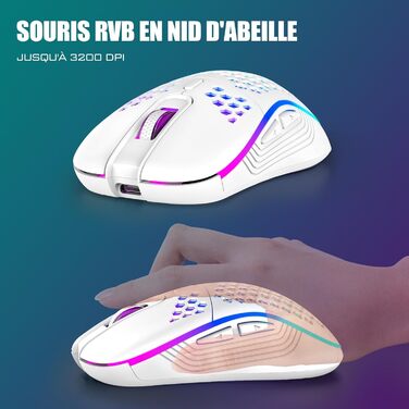 RedThunder K84 Combo: Бездротова клавіатура та миша USB, AZERTY (французька), 75% TKL, 3200 DPI (біла)