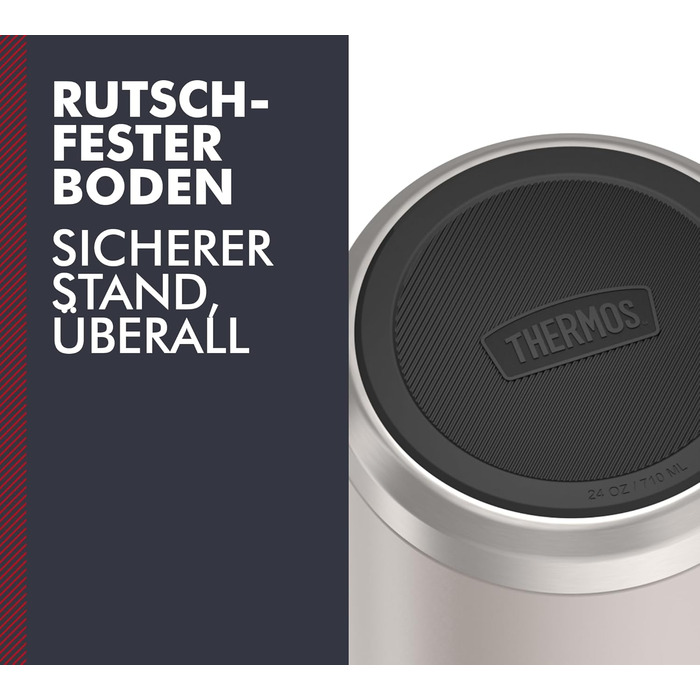 Термос ICON Food Jar 0,71 л, темно-сірий/графітовий матовий, контейнер для їжі з подвійних стінок з нержавіючої сталі 18/8, зберігає тепло та холод, з відкидним ложкою, неслизьке дно, абсолютно герметичний