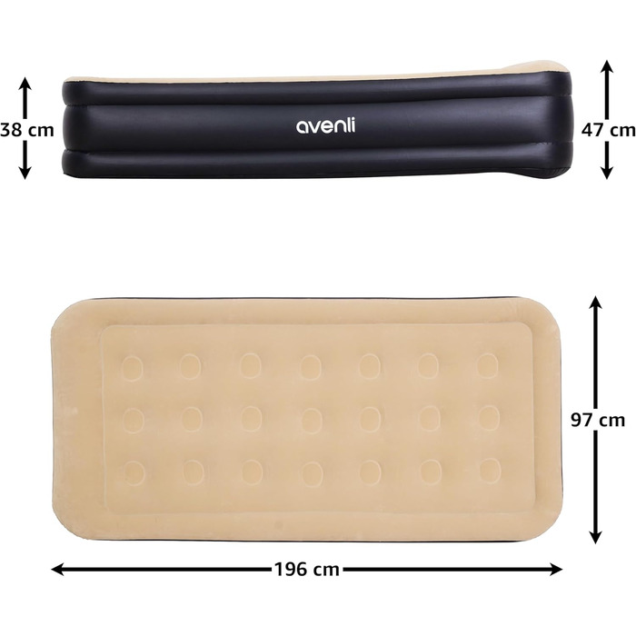 Надувний матрац Avenli для 2 осіб з вбудованим насосом, 196x97x47 см - для кемпінгу та дому