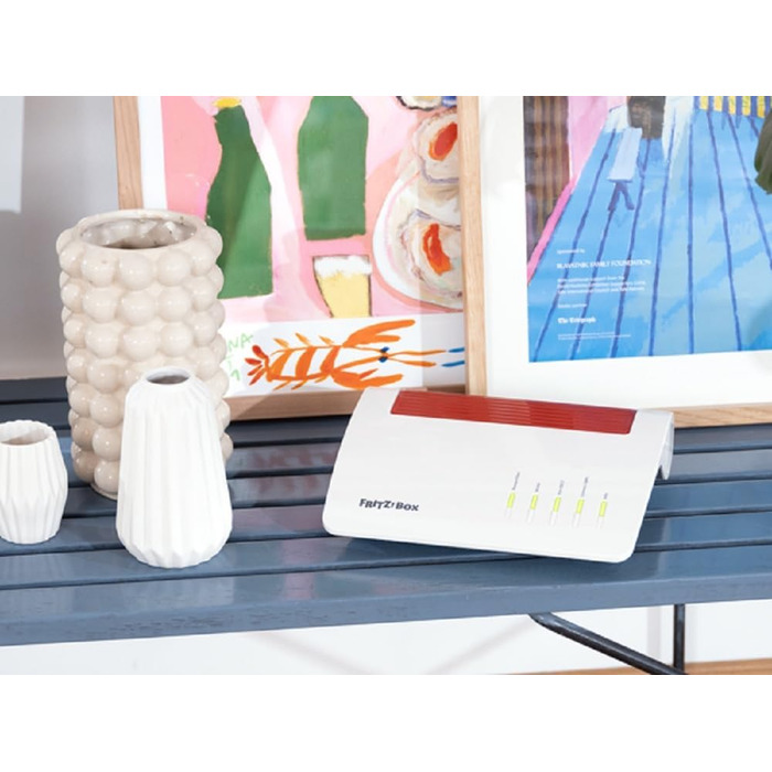 Роутер FRITZ!Box 5590 Fiber: Wi-Fi 6, Mesh, DECT, 2.5 Gbps LAN, для підключення до оптоволоконного інтернету, білий/червоний