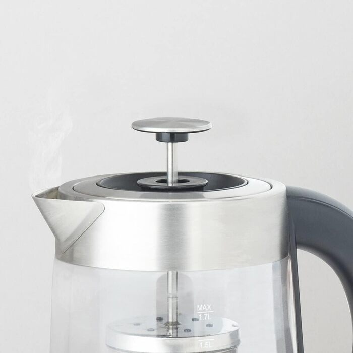 H.KOENIG TI600 Instant T Teapot Electric Kettle 1.5L, 1.5 liters, Stainless Steel/Glass (Kettle and Teapot)