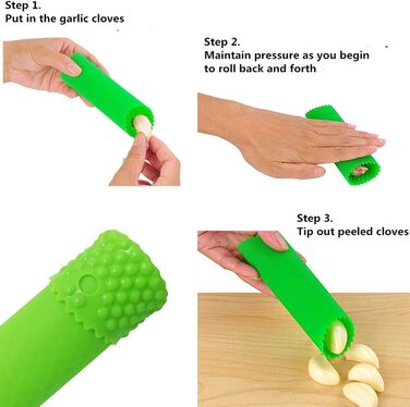 Прес для часнику з нержавіючої сталі, рокер, подрібнювач, прес-подрібнювач часнику, кухонний аксесуар з силіконовим очищувачем
