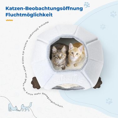 Кішка Будиночок-Печеричка для котів, сірий, 40x40x35 см, з м'якою подушкою Sherpa, M