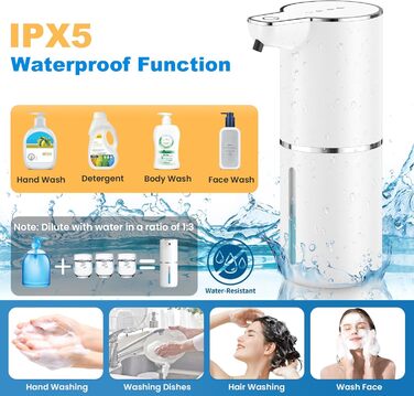 Автоматичний дозатор мила настінний електричний з сенсором, 4 рівня регулювання, USB, перезаряжається, білий для кухні, ванної кімнати, школи, для рідкого та пінного мила