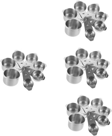 Cieeo 4-Piece Baking Tool Set: Measuring cups, spices, help, bowls, measurement, teaspoons, measuring spoons, bottle, simple cooking spoon, teacup measuring, cup for measuring, stainless steel, silver.