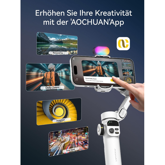 Стабілізатор для iPhone та Android від AOCHUAN: 3-осьовий гімбал з OLED-дисплеєм та подовжувачем 7,8 дюймів (Smart X2 Kit)