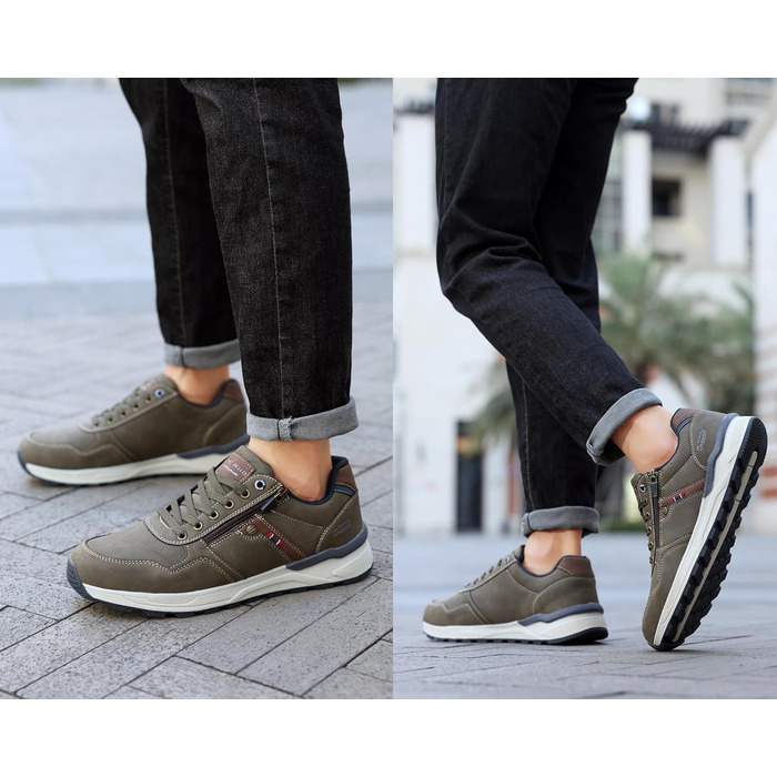 ARRIGO BELLO Кросівки для чоловіків: зручні, легкі, з блискавкою, для активного відпочинку та повсякденного носіння, підошва з неслизьким покриттям, розміри 41-46 (зелені, 44 EU)