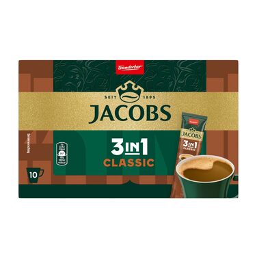 Кава розчинна 3в1 Jacobs Classic зі сливками та цукром, стіки (120 шт x 12 г), 1.44 кг