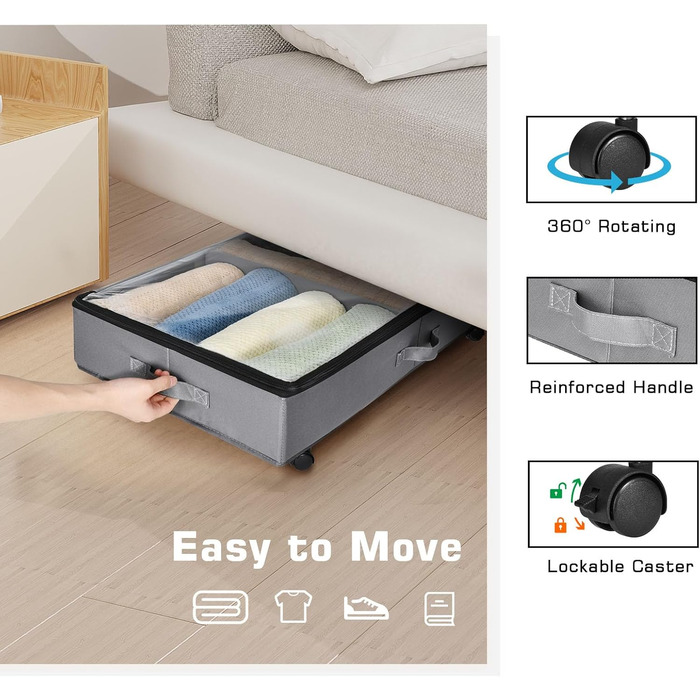 Органайзер для підлоги Xtsuen 2 шт. з роликами, велика місткість, для одягу, взуття та ковдр