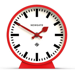 NEWGATE® M Mantel Clock for Fireplace Inserts, Silent, No Ticking, Modern Mantel Clock, Small Mantel Clock, Railroad Dial, Red
