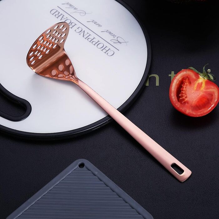 Copper Kitchen Utensils, 13-Piece Stainless Steel Cookware Set with Titanium Rose Gold Coating, Kitchen Utensil Set with Utensil Holder for Non-Stick Cookware (13 Pack)