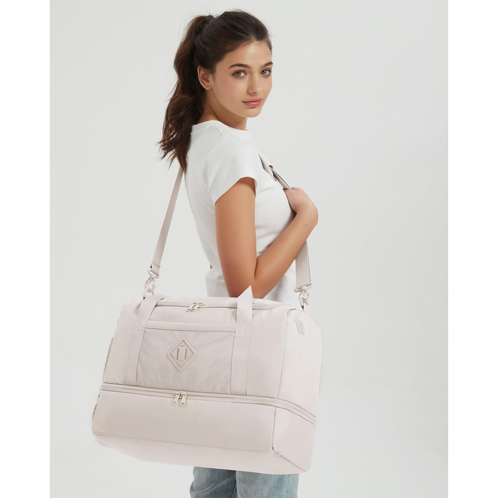 Спортивна сумка Wandf для ручної поклажі в літак (45x36x20 см) з відділенням для взуття та мокрих речей, бежева