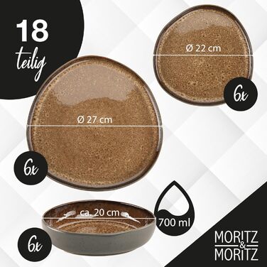 Набір мисок Moritz & Moritz ORGANIC, 6 шт, 500 мл, бежеві, сучасний дизайн, стійкий кам'яний посуд, унікальний колір, для мюслі, можна мити в посудомийці