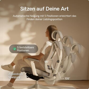 Офісний стіл Desktronic з регулюванням висоти та підтримкою попереку | Комп'ютерний стілець з широким м'яким сидінням (Сірий)