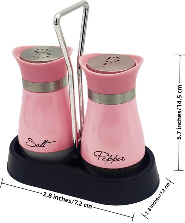 Набір солі та перцю (2 шт) з підставкою, скло та нержавіюча сталь, для кухні та кемпінгу
