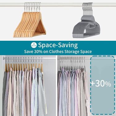 Плечики для одягу з пластику, 20 шт. Плечики з неслизьким покриттям, U-подібний отвір, для мокрого та сухого одягу, економія місця, з тримачем для краваток та поворотним гачком 360°, сірий + сріблястий, APY0420G