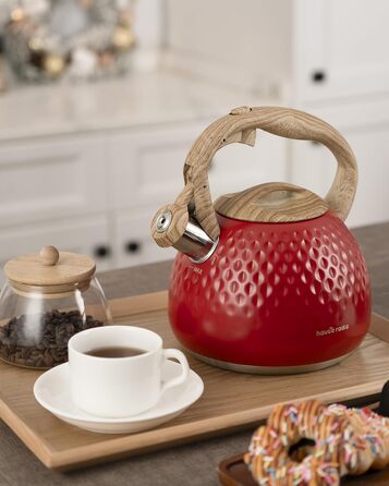 Чайник для заварювання Teekessel 2,7 л з емальованим покриттям зеленого кольору з імітацією дерева, з носиком, з нержавіючої сталі, антипригарний, з термостійкою ручкою оливкового кольору (Класичний червоний)