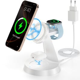 Зарядна станція Mag-Safe 3-в-1: для iPhone, Apple Watch, AirPods (біла)