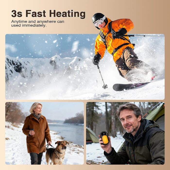 Електричні грілки для рук 2 шт., перезаряджувані 6400mAh, USB, ультралегкі, для зимових прогулянок, катання на лижах, подарунок