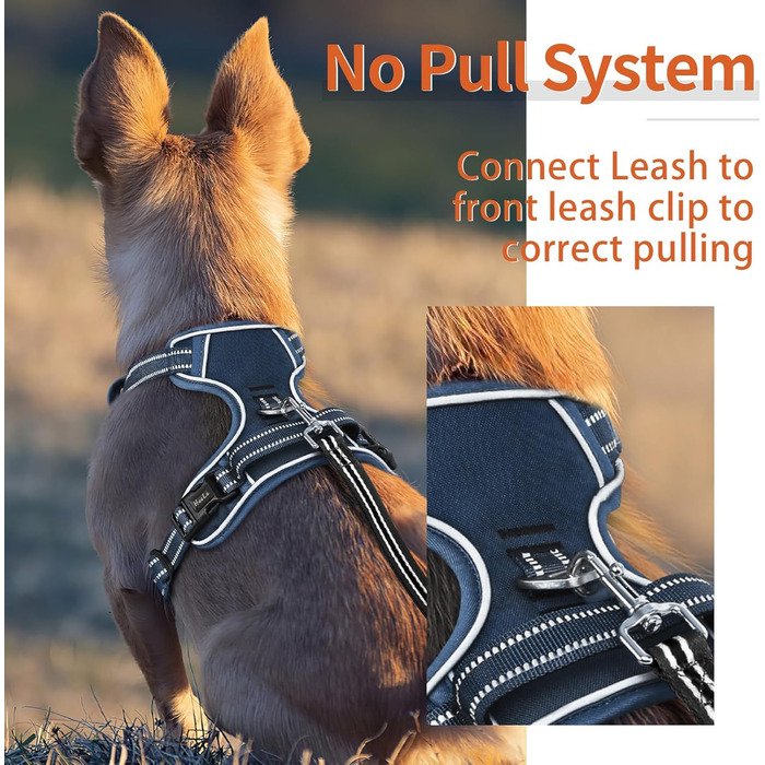 Шлейка для собак HEELE з розподілом навантаження, світловідбиваюча, з м'якою ручкою, контроль, 2 металеві кільця, для собак маленьких, середніх та великих порід, Aree, Зелена, C-Aree Grün (L, Uni-Königsblau)