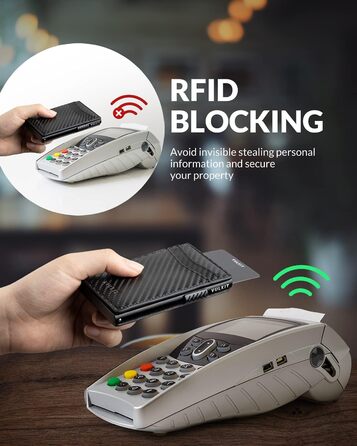 Кредитне портмоне VULKIT з RFID захистом, шкіряне, автоматична висувна картка, для карток та нотаток, чорне