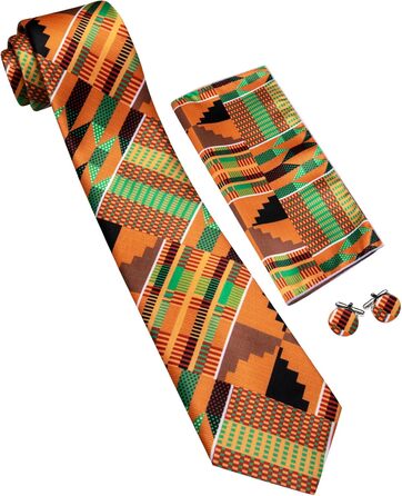 Сет краваток Barry.Wang: однотонний павільоновий краватковий аксесуар з кишеньковим хустинкою для весілля (помаранчево-зелений)