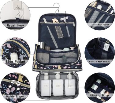 Жіноча сумочка для туалетних аксесуарів Lychii, сумочка-органайзер для подорожей, підходить для валізи та ручної поклажі, колір: морська хвиля