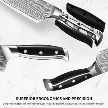 NANFANG BROTHERS 18-Piece Damascus Kitchen Knife Set with Hammered Handles & Wooden Block - Premium Quality