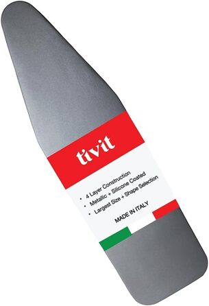 TIVIT Ironing Board Cover, 19 x 55 cm, Pro Grip Pad Covers with 3 fastening straps and elastic cord, durable, scratch and dirt-resistant, padded layers, heat-reflective AlumiTek Pro 19x55