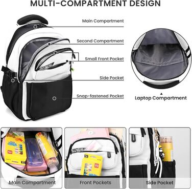 Шкільний рюкзак IvyH для дівчаток та хлопчиків, 15.6