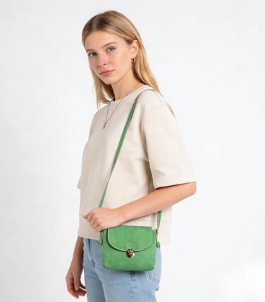 Сумка жіноча через плече Kleine Umhängetasche, екошкіра, зелений (трава) з замком