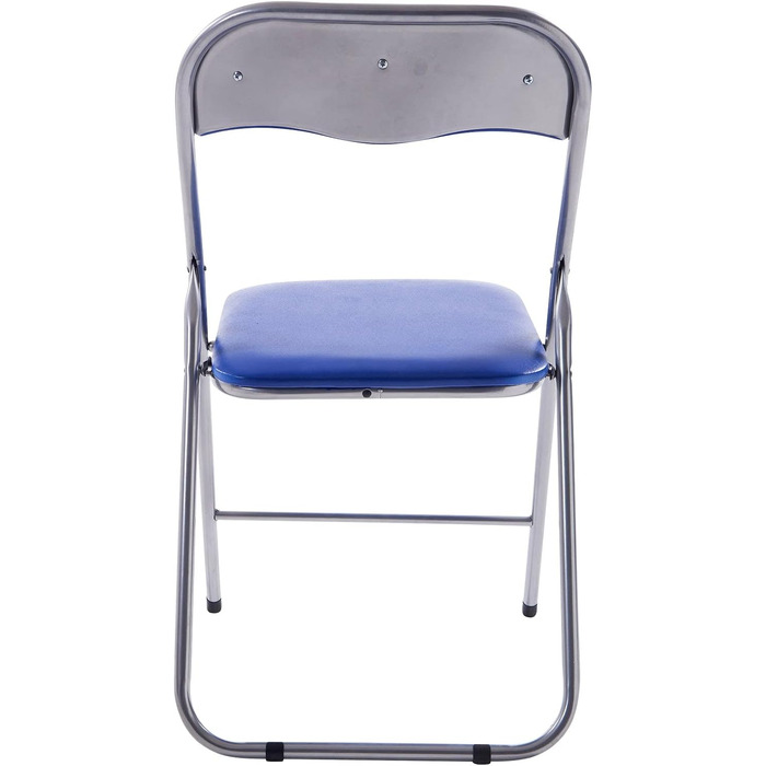 CLP Folding Chair Felix I Padded Folding Chair with Faux Leather Upholstery, Color: (Blue/Silver)