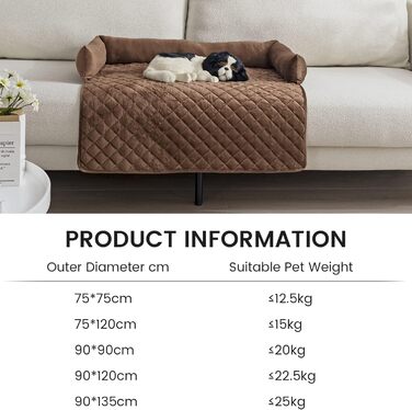 OKYUK Dog Beds Dog Cushions - Sofa Protector, Handcrafted Washable Dog Bed, Dog Cushion, Couch Cushion, Fluffy Dog Mat for Large, Medium & Small (Coffee, 75 × 75cm)