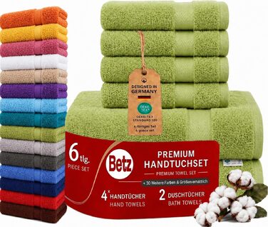Набір рушників Betz Premium 6 шт. (4 шт. 50x100 см, 2 шт. 70x140 см), 100% бавовна, для ванної та гостей, колір Авокадо