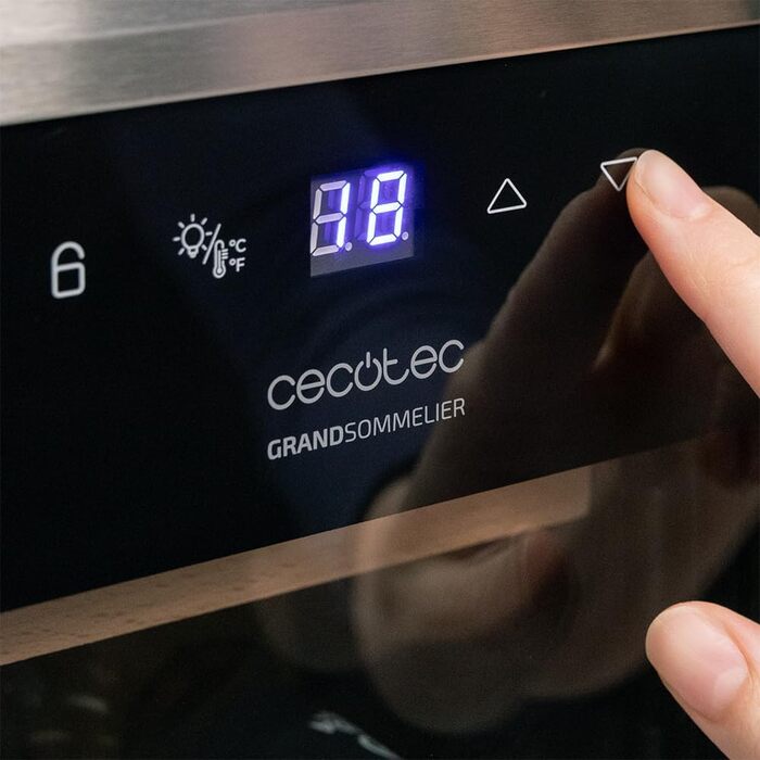 Cecotec Bolero GrandSommelier 95L Wine Cooler - Compressor, Adjustable Temp, LED, Stainless Steel & Wood Finish