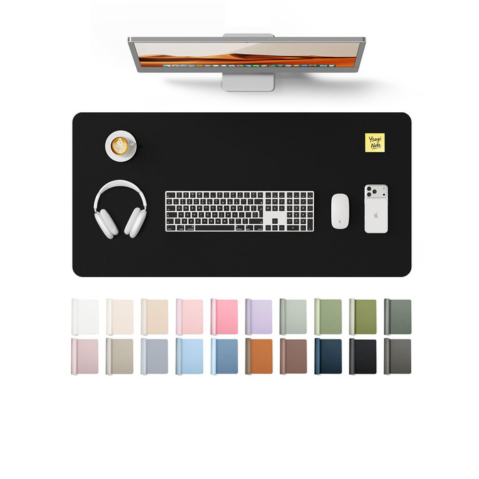 Килимок для миші шкіряний преміум YSAGi XXL 90x43 см, чорний - офісний килимок на стіл для роботи та дому