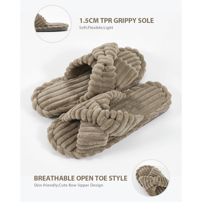 Жіночі домашні тапочки Star Vibe: м'які, теплі, коричневі, 42/43 EU