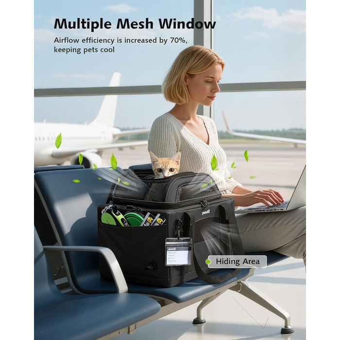 Транспортна сумка для котів Pecute: легка, складана, для подорожей, сіра