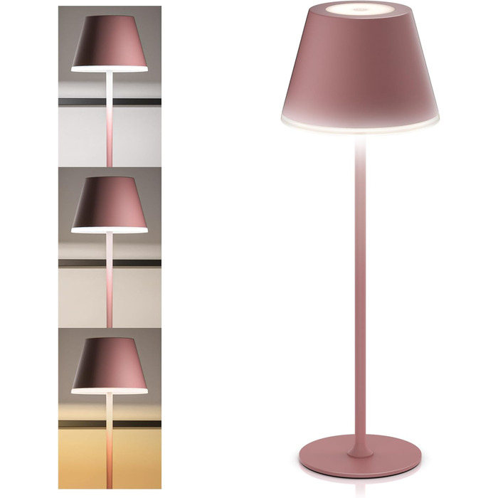 LED настільна лампа CSL з акумулятором - бездротова, сенсорна, диммування, 3 кольори світла, метал, великий акумулятор, для дому та вулиці