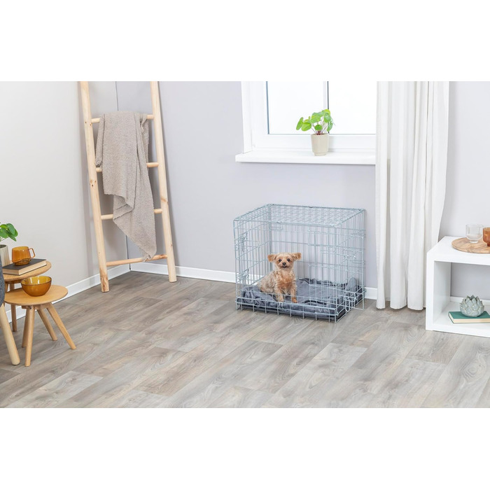 Тріксі Клітка для собак Home XL – 116 × 86 × 77 см, розкладна переноска з 2 дверцятами та засувами, цинкова транспортна клітка зі стабільною піддоном для дому та подорожей