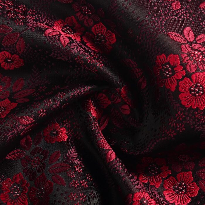 Чоловічий краватковий комплект: краватка з квітковим візерунком пейзлі, нагрудна хустинка, затискачі для краваток та запонок. Чорно-червоний колір, подарункова коробка.