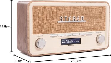 Denver Retro DAB-18: Цифрове радіо DAB+ з Bluetooth, FM та LCD-дисплеєм | 2x20W стерео | Радіо для кухні з будильником