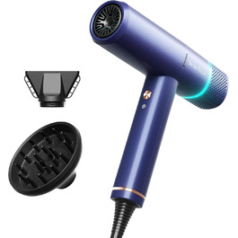 Іонізатор для волосся Föhn: Швидкий фен з дифузором для жінок та чоловіків, 3 режими, 2 швидкості, чорний (блакитний)