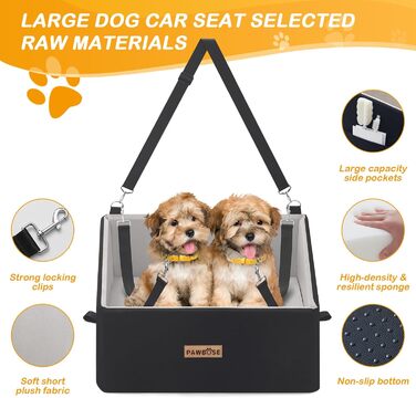 Автокрісло для собак, сіре, велике, до 20 кг, з кишенями для зберігання. Підходить для великих собак та цуценят. Знімне та миється.