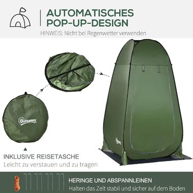 Outsunny Pop-Up Camping Shower Tent & Toilet Privacy Shelter with Carry Bag - Portable Outdoor Changing Room & Shelter - 126x124x189cm